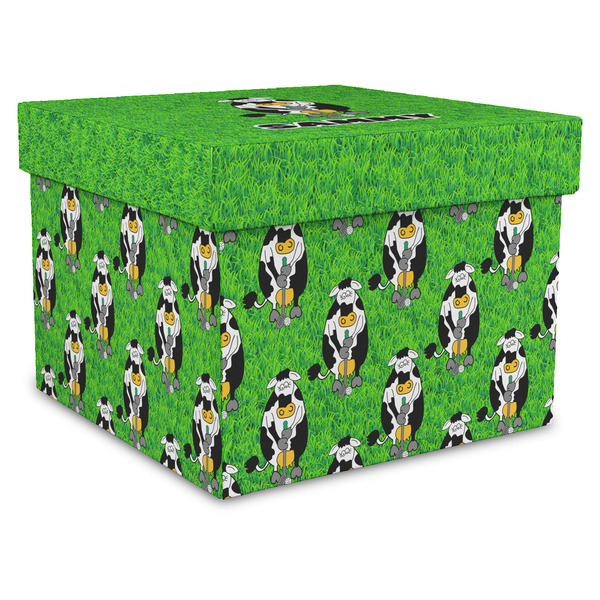 Custom Cow Golfer Gift Box with Lid - Canvas Wrapped - XX-Large (Personalized)
