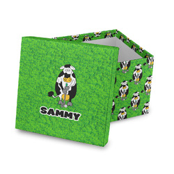 Cow Golfer Gift Box with Lid - Canvas Wrapped (Personalized)