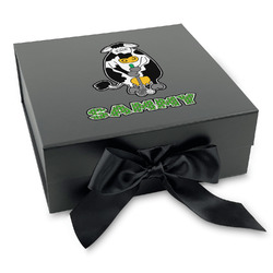 Cow Golfer Gift Box with Magnetic Lid - Black (Personalized)