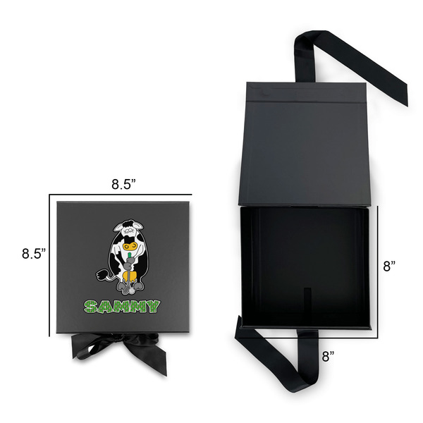Cow Golfer Gift Boxes with Magnetic Lid - Black - Open & Closed