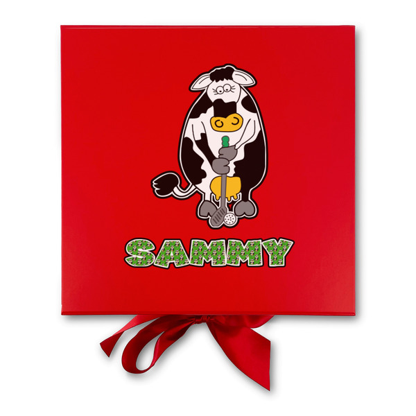 Cow Golfer Gift Boxes with Magnetic Lid - Red - Approval