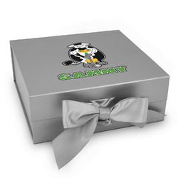 Cow Golfer Gift Box with Magnetic Lid - Silver (Personalized)