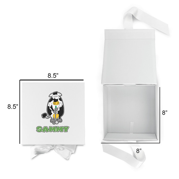 Cow Golfer Gift Boxes with Magnetic Lid - White - Open & Closed