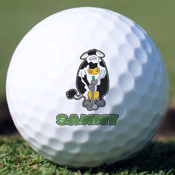 Custom Cow Golfer Golf Balls - Titleist Pro V1 - Set of 3 (Personalized)