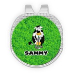 Cow Golfer Golf Ball Marker - Hat Clip - Silver