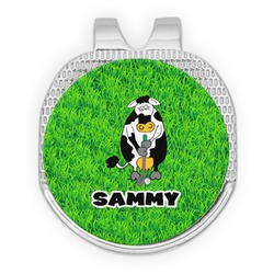 Cow Golfer Golf Ball Marker - Hat Clip - Silver