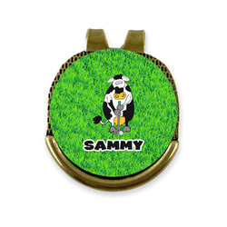 Cow Golfer Golf Ball Marker - Hat Clip - Gold