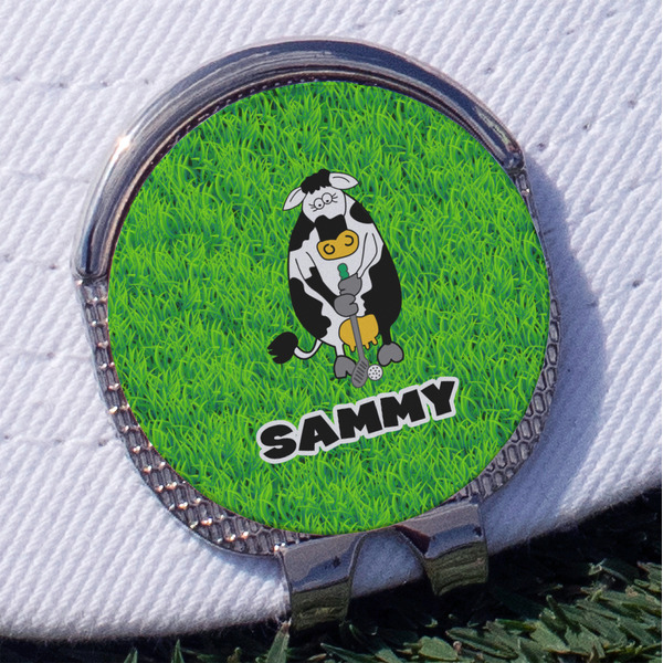Custom Cow Golfer Golf Ball Marker - Hat Clip