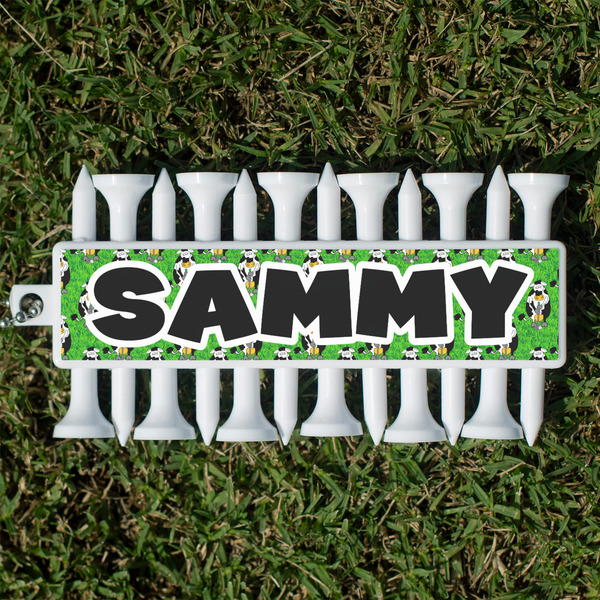 Custom Cow Golfer Golf Tees & Ball Markers Set (Personalized)