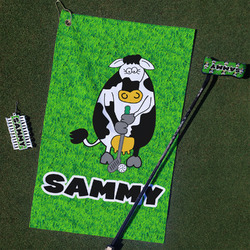 Cow Golfer Golf Towel Gift Set w/ Name or Text