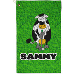 Cow Golfer Golf Towel - Poly-Cotton Blend - Small w/ Name or Text