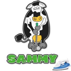Cow Golfer Graphic Iron On Transfer - Up to 9"x9" (Personalized)
