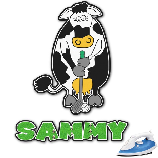 Custom Cow Golfer Graphic Iron On Transfer - Up to 9"x9" (Personalized)