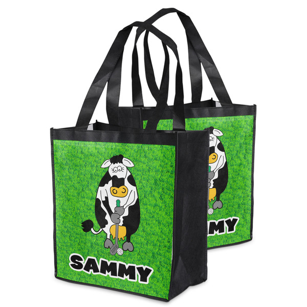 Cow Golfer Grocery Bag - MAIN