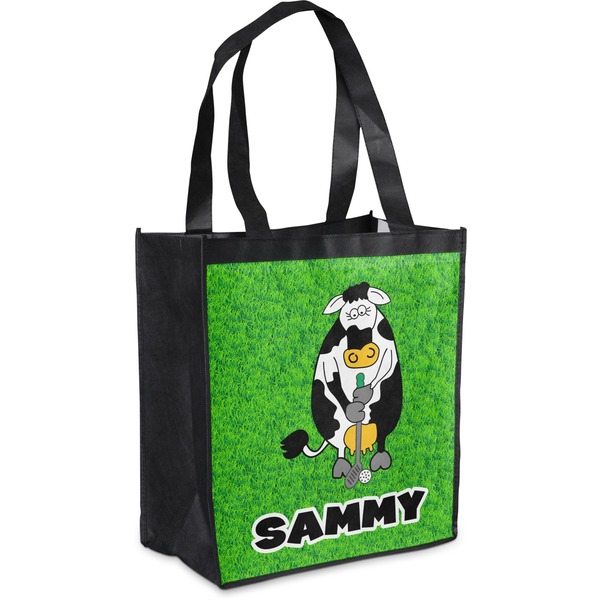 Custom Cow Golfer Grocery Bag (Personalized)