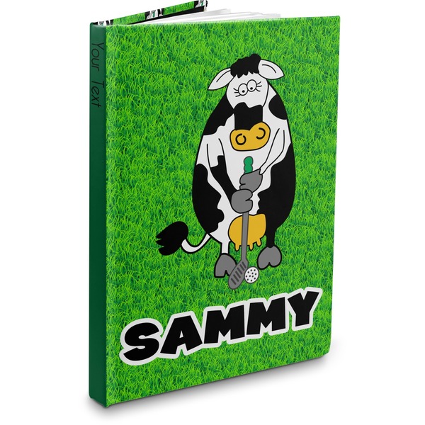 Custom Cow Golfer Hardbound Journal - 7.25" x 10" (Personalized)