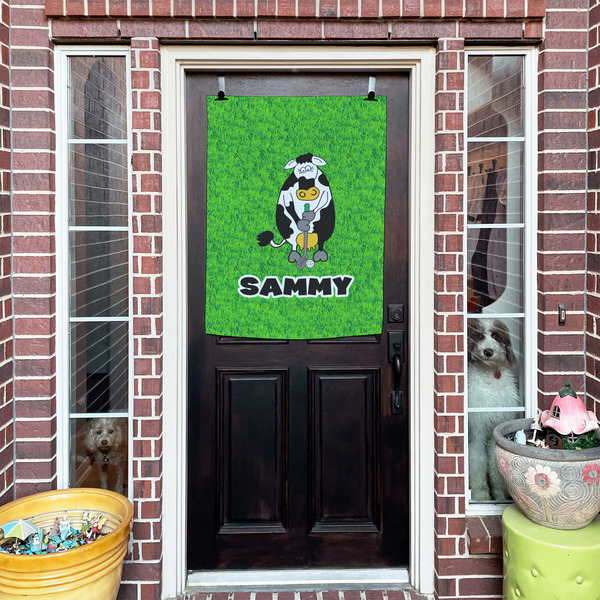 Cow Golfer House Flags - Double Sided - (Over the door) LIFESTYLE