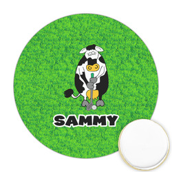 Cow Golfer Printed Cookie Topper - Round (Personalized)