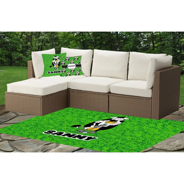 Cow Golfer Indoor / Outdoor Rug & Cushions