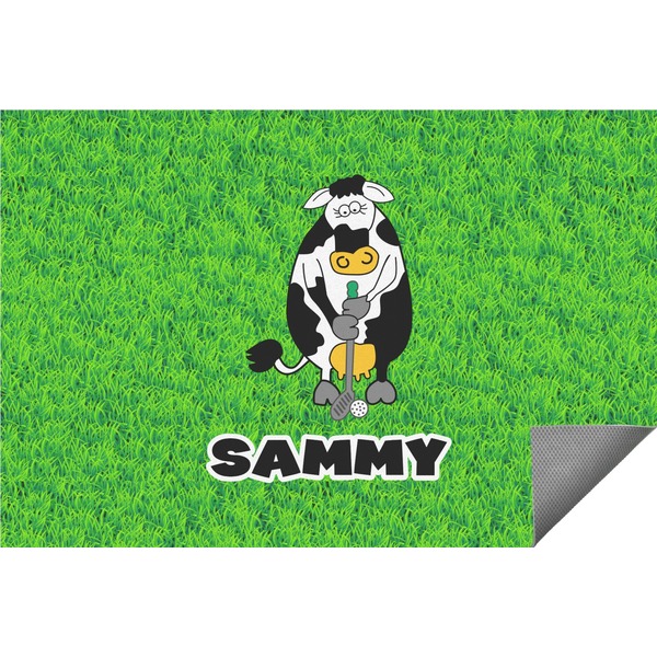 Custom Cow Golfer Indoor / Outdoor Rug - 6'x8' w/ Name or Text