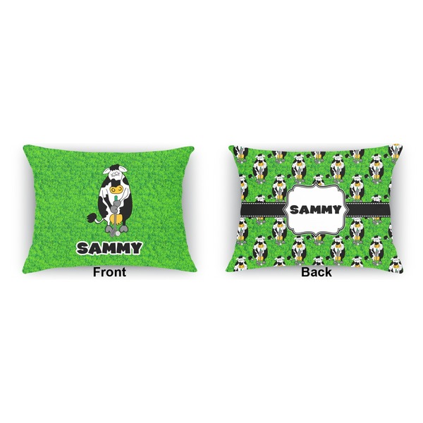 Cow Golfer Indoor Rectangular Burlap Pillow (Front and Back)