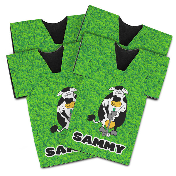 Custom Cow Golfer Jersey Bottle Cooler - Set of 4 (Personalized)
