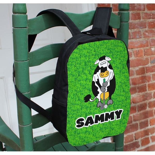 Cow Golfer Kids Backpack - In Context