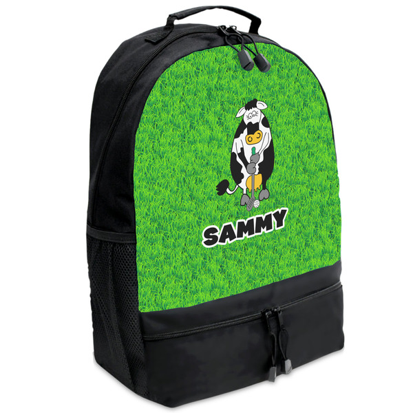 Custom Cow Golfer Backpacks - Black (Personalized)