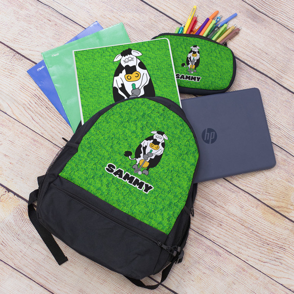 Cow Golfer Large Backpack - Black - With Stuff