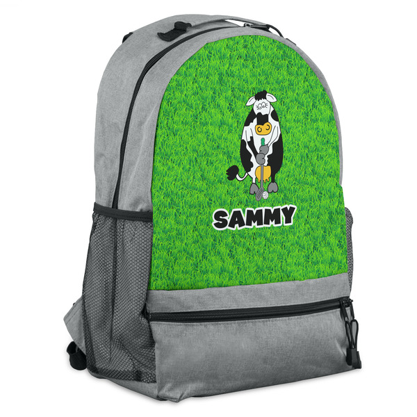 Custom Cow Golfer Backpack - Grey (Personalized)