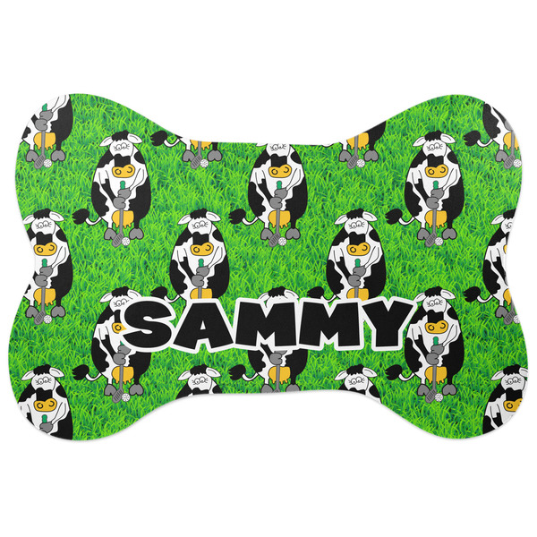 Custom Cow Golfer Bone Shaped Dog Food Mat (Personalized)