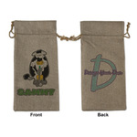 Cow Golfer Large Burlap Gift Bag - Front & Back (Personalized)