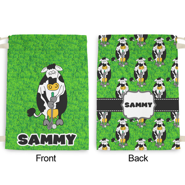 Cow Golfer Large Laundry Bag - Front & Back View