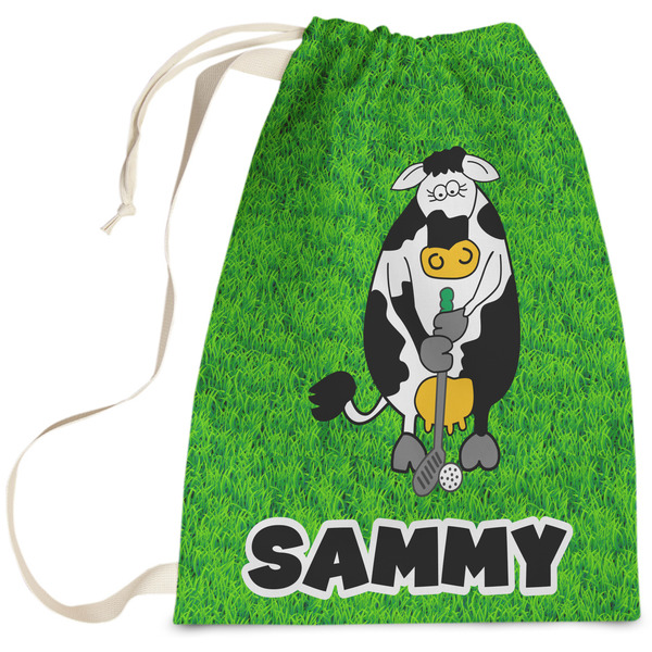 Custom Cow Golfer Laundry Bag (Personalized)