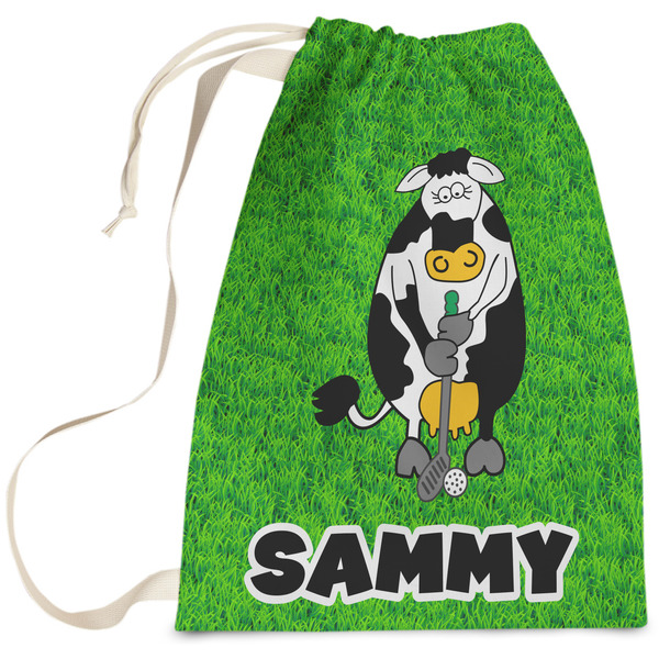 Custom Cow Golfer Laundry Bag - Large (Personalized)