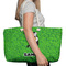 Cow Golfer Large Rope Tote Bag - In Context View