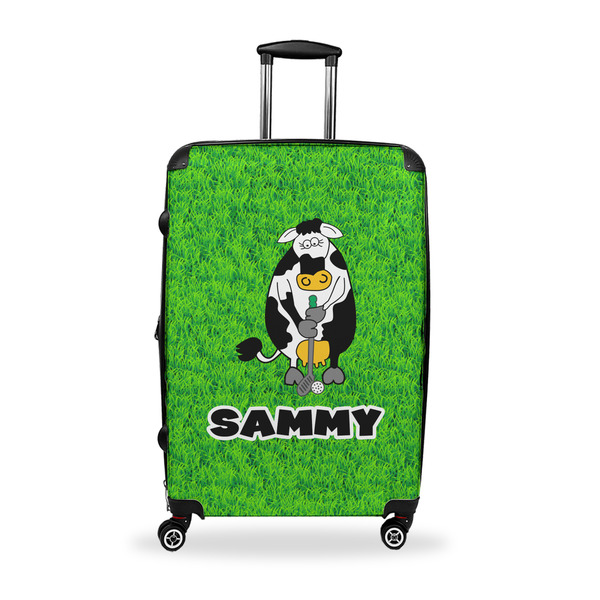 Custom Cow Golfer Suitcase - 28" Large - Checked w/ Name or Text