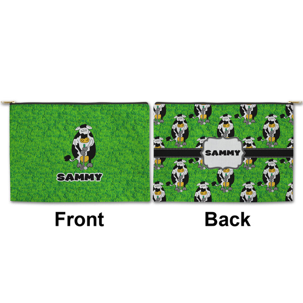 Cow Golfer Large Zipper Pouch Approval (Front and Back)