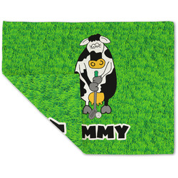 Cow Golfer Double-Sided Linen Placemat - Single w/ Name or Text