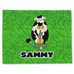 Cow Golfer Single-Sided Linen Placemat - Single w/ Name or Text