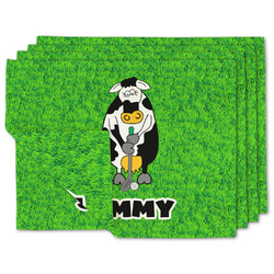 Cow Golfer Double-Sided Linen Placemat - Set of 4 w/ Name or Text