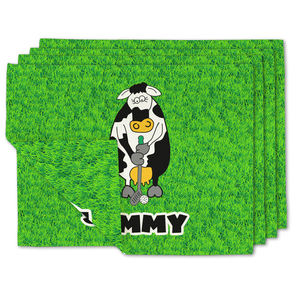 Custom Cow Golfer Linen Placemat w/ Name or Text