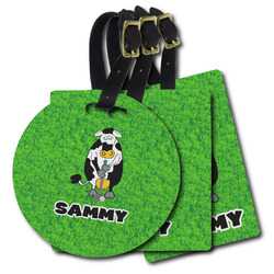 Cow Golfer Plastic Luggage Tag (Personalized)