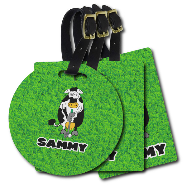 Custom Cow Golfer Plastic Luggage Tag (Personalized)