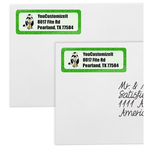 Cow Golfer Mailing Labels - Double Stack Close Up