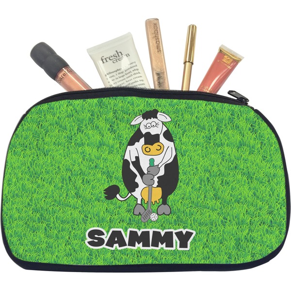 Custom Cow Golfer Makeup / Cosmetic Bag - Medium (Personalized)