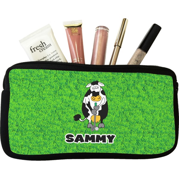 Custom Cow Golfer Makeup / Cosmetic Bag - Small (Personalized)