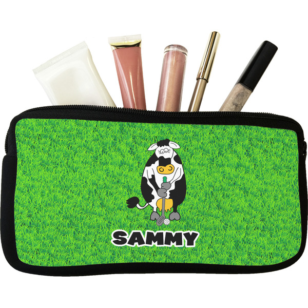 Custom Cow Golfer Makeup / Cosmetic Bag - Small (Personalized)