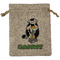 Cow Golfer Medium Burlap Gift Bag - Front (Personalized)