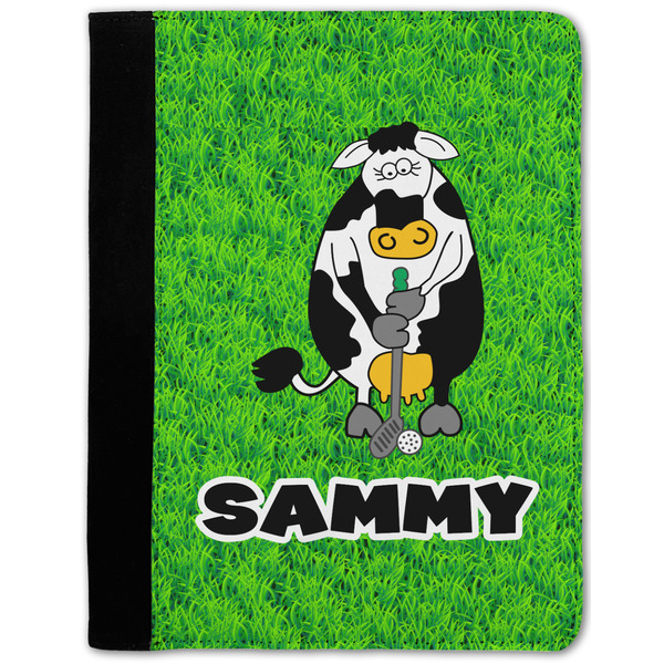 Custom Cow Golfer Notebook Padfolio - Medium w/ Name or Text